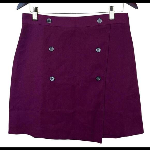 Banana Republic Button Accent Womens Skirt Women Size 6 Burgundy - Picture 1 of 5